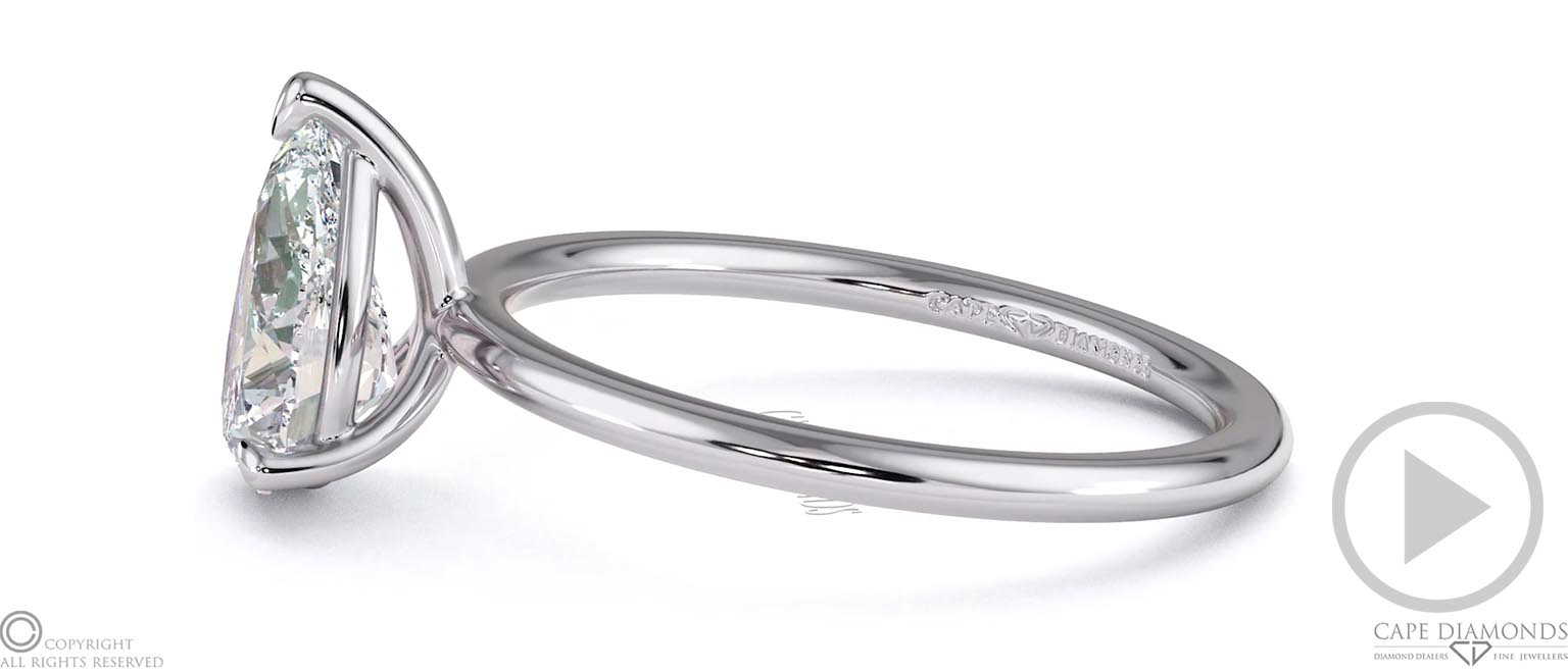 Pear Solitaire Lab Grown Diamond Ring White Gold With Cat Claw Setting top video