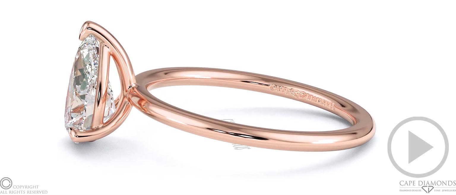 Pear Solitaire Lab Grown Diamond Ring Rose Gold top video