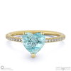 aquamarine heart side stone claw engagement ring yellow gold with 9k yellow gold metal and heart shape diamond