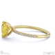 yellow lab grown diamond heart side stone claw engagement ring yellow gold with 9k yellow gold metal and heart shape diamond