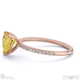 yellow natural diamond heart side stone claw engagement ring rose gold with 18k rose gold metal and heart shape diamond