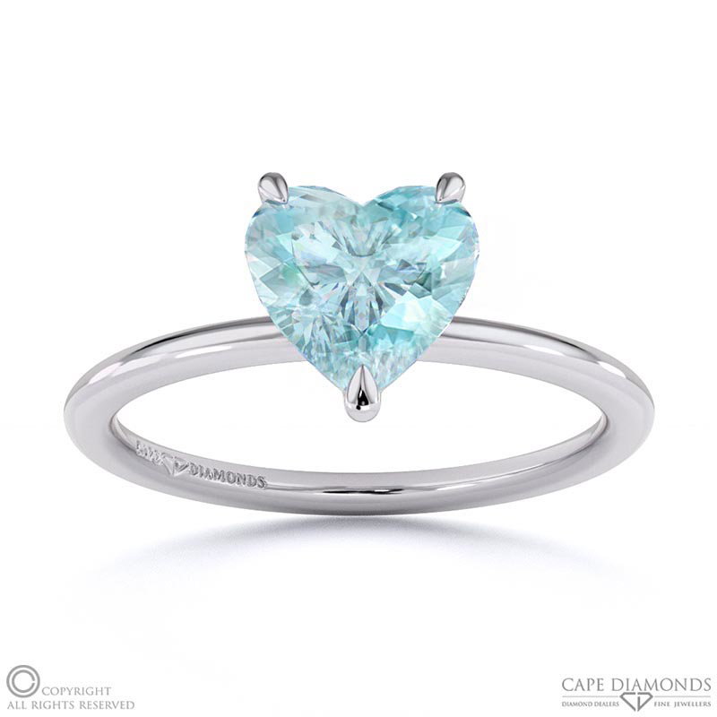Aquamarine Heart Solitaire Claw Engagement Ring White Gold