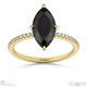 black natural diamond marquise side stone claw engagement ring yellow gold with 18k yellow gold metal and marquise shape diamond