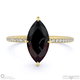 black natural diamond marquise side stone claw engagement ring yellow gold with 18k yellow gold metal and marquise shape diamond