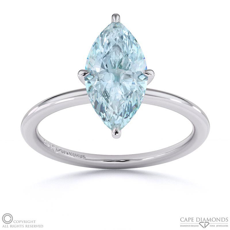 Aquamarine Marquise Solitaire Claw Engagement Ring White Gold