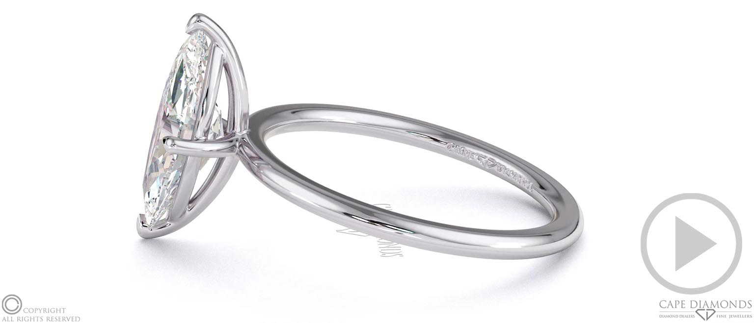 Marquise-Cut Solitaire Lab Grown Diamond Ring White Gold With Cat Claw Setting top video