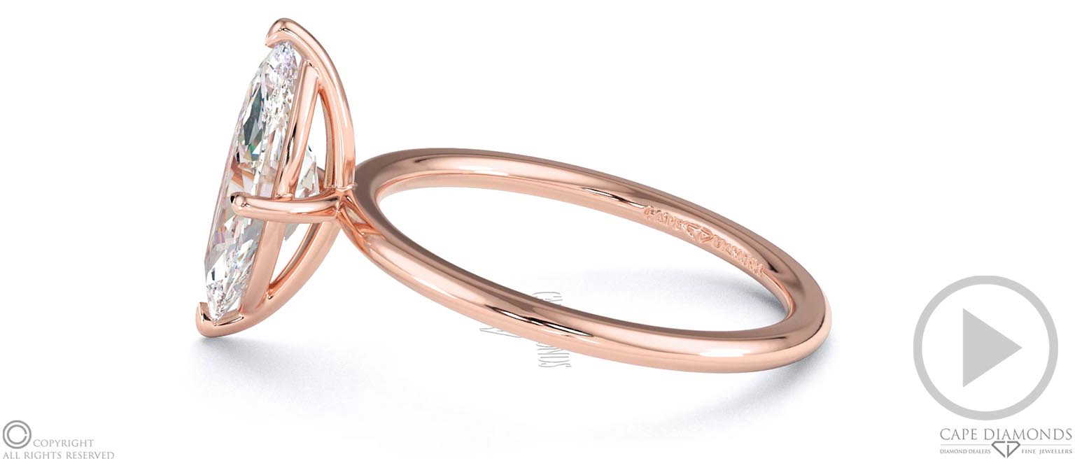 Marquise Solitaire Lab Grown Diamond Ring Rose Gold top video