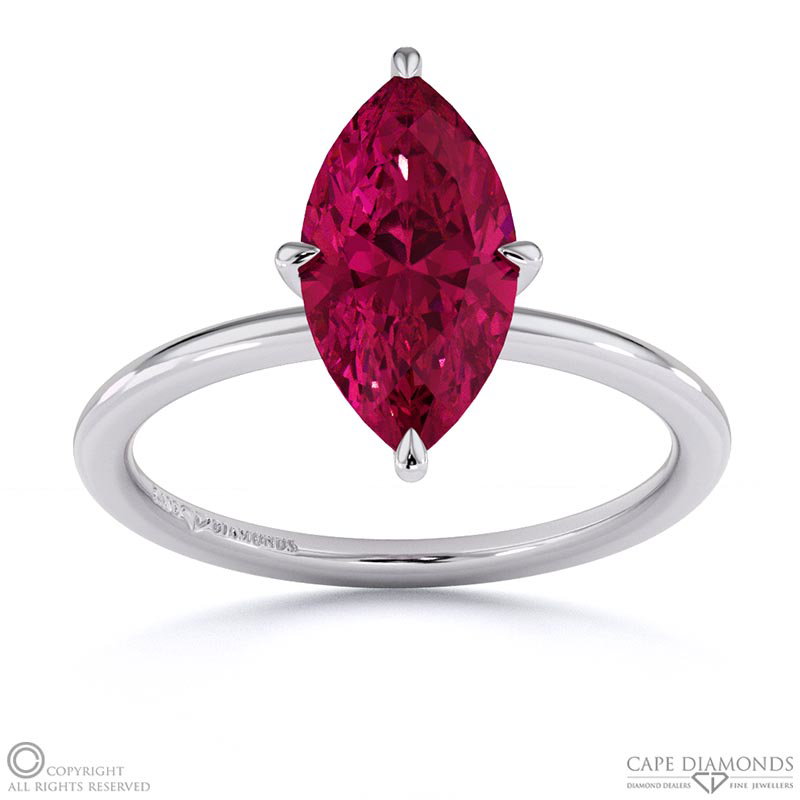 Ruby Marquise Solitaire Claw Engagement Ring White Gold