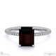 black lab grown diamond radiant side stone claw engagement ring white gold with 18k white gold metal and radiant shape diamond