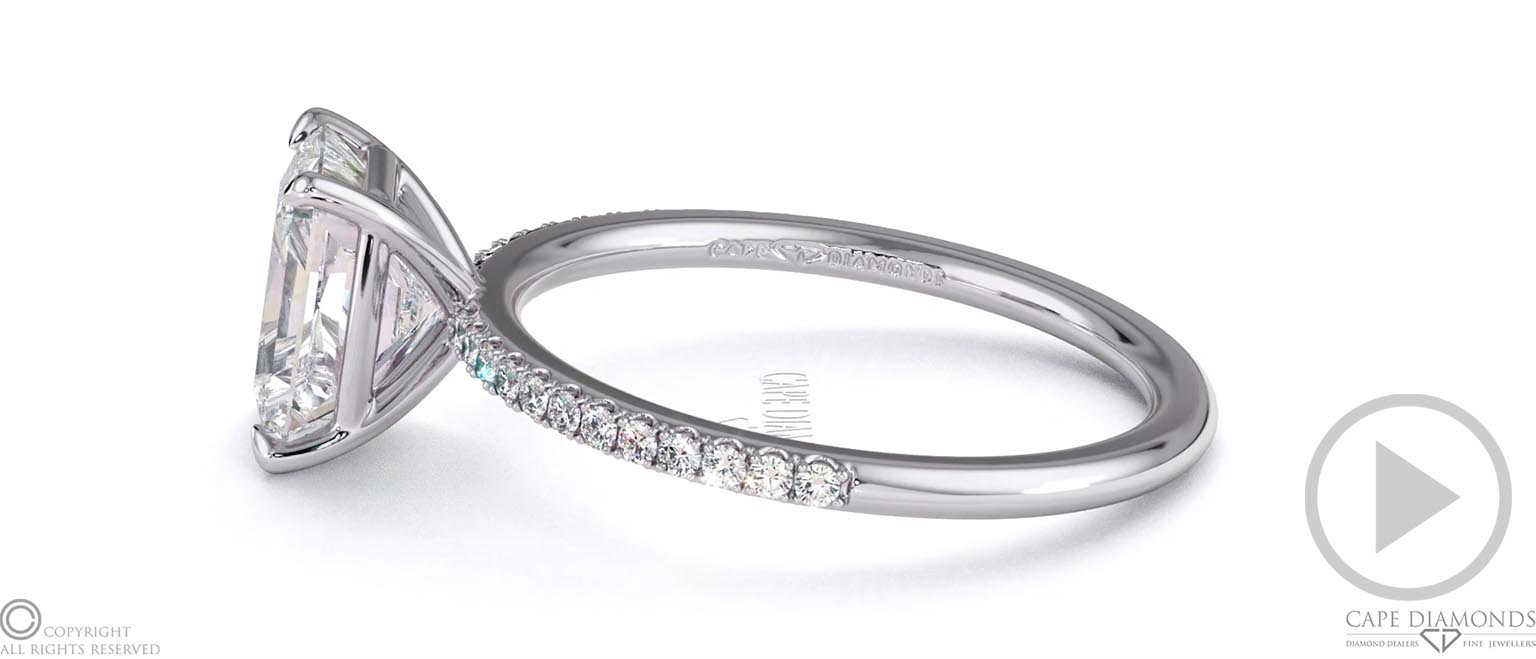 Radiant Lab Grown Diamond 4 Cat Claw Side Stones White Gold top video