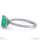 green lab grown diamond radiant side stone claw engagement ring platinum with platinum metal and radiant shape diamond
