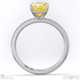 yellow lab grown diamond radiant side stone claw engagement ring platinum with platinum metal and radiant shape diamond