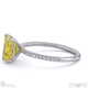 yellow lab grown diamond radiant side stone claw engagement ring platinum with platinum metal and radiant shape diamond