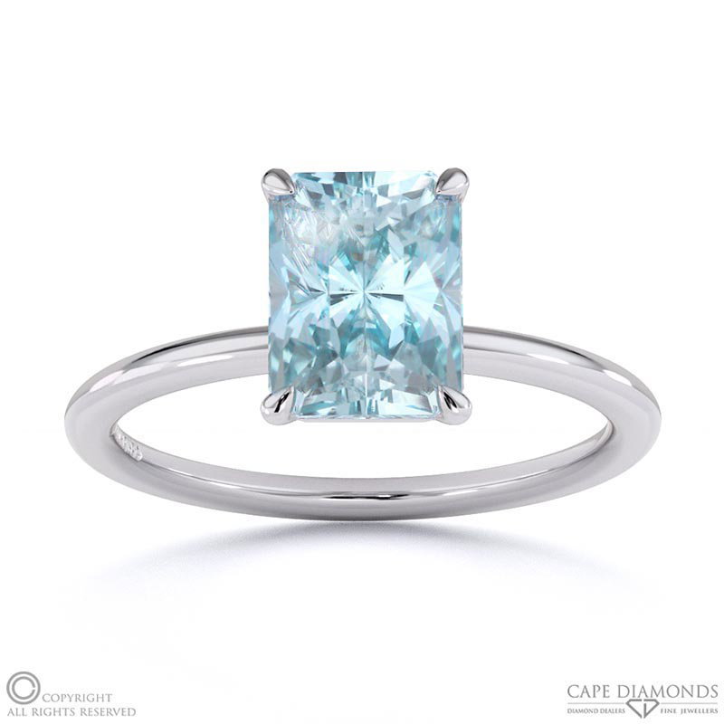 Paraiba Or Blue Tourmaline Radiant Solitaire Claw Engagement Ring White Gold