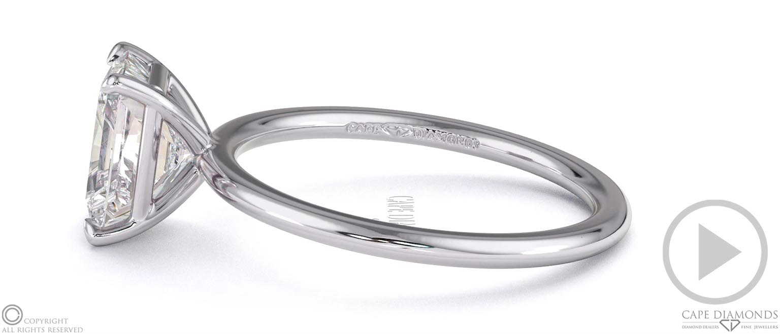 Radiant-Cut Solitaire Natural Diamond Ring Platinum With Cat Claw Setting top video