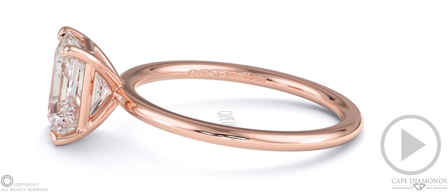 Radiant-Cut Solitaire Natural Diamond Ring Rose Gold top video