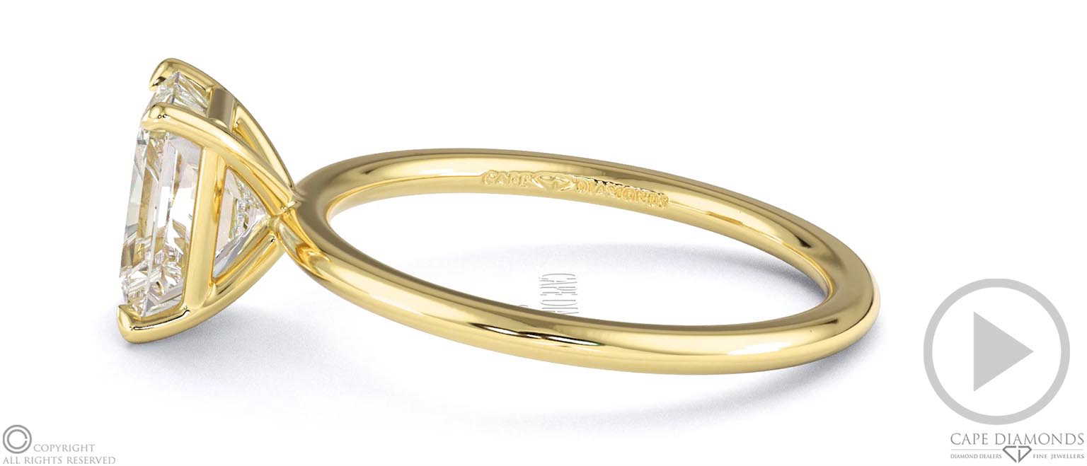 Radiant-Cut Solitaire Natural Diamond Ring Yellow Gold With 4 Cat Claws top video
