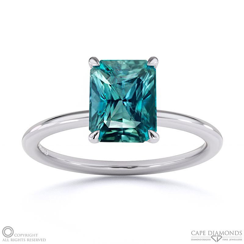 Alexandrite Radiant Solitaire Claw Engagement Ring White Gold
