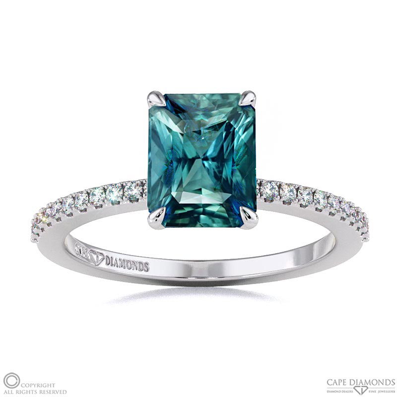 Alexandrite Engagement Ring With Hidden Halo And Side Stones White Gold