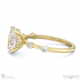 four prong oval lab grown diamond halo engagement ring yellow gold with side diamond drops with 9k yellow gold metal and oval shape diamond