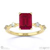 ruby bubble drop side stone hidden halo emerald cut engagement ring yellow gold with 18k yellow gold metal and emerald shape diamond