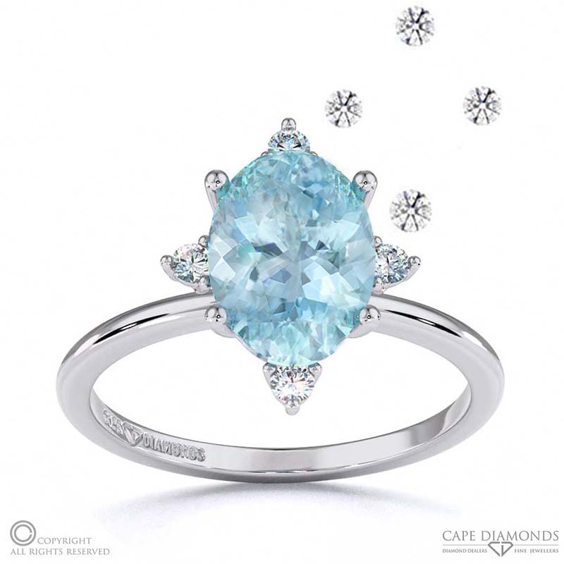 Southerland Sparkle Star Aquamarine Engagement Ring White Gold