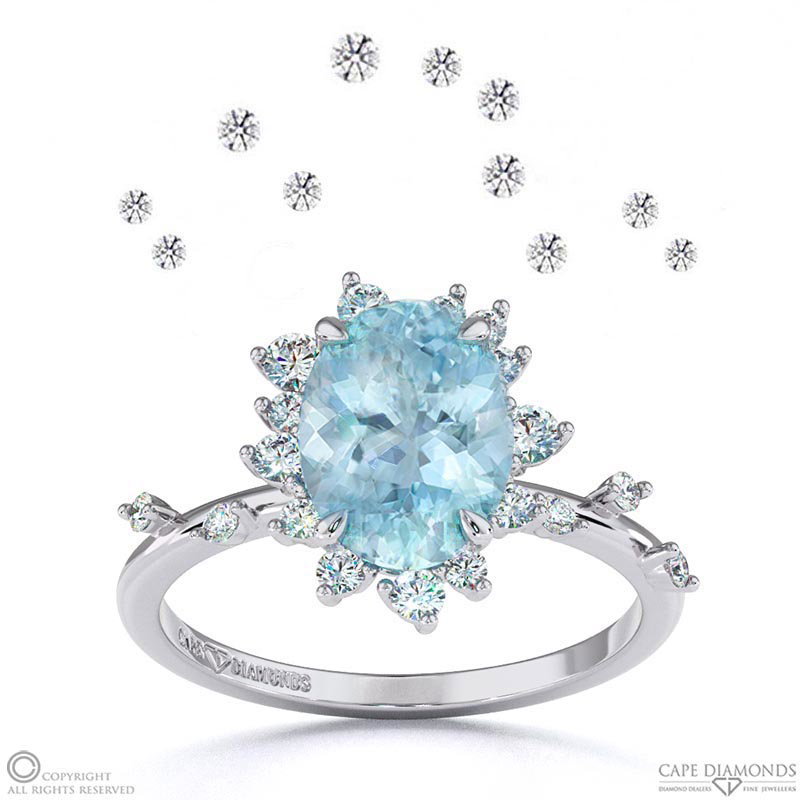 Karoo Stars Aquamarine Engagement Ring White Gold