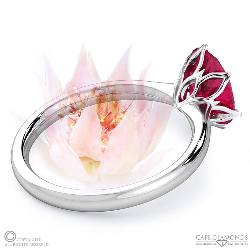 Blushing Bride Fynbos Ruby Oval Solitaire Engagement Ring White Gold