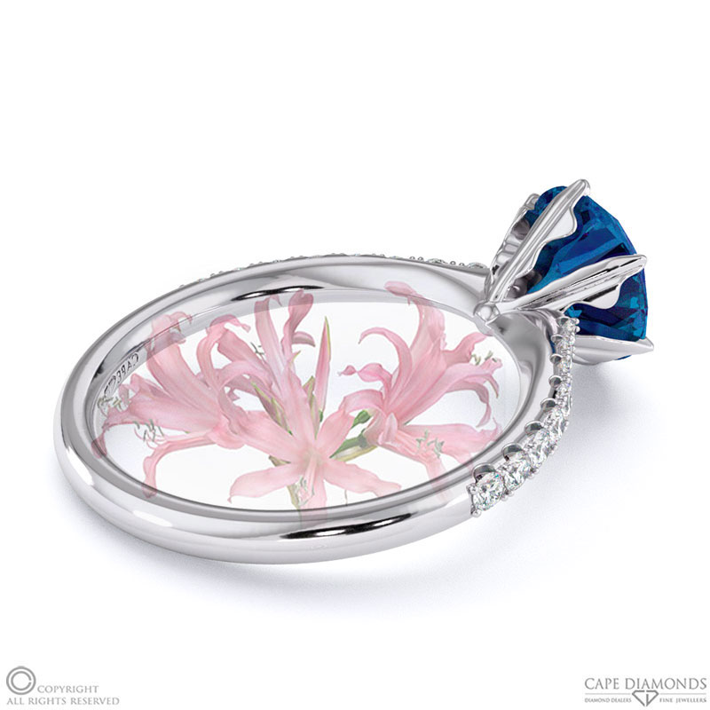 Nerine Queen Fynbos Sapphire Side Stone Engagement Ring White Gold