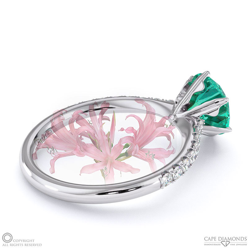 Nerine Queen Fynbos Tourmaline Side Stone Engagement Ring White Gold