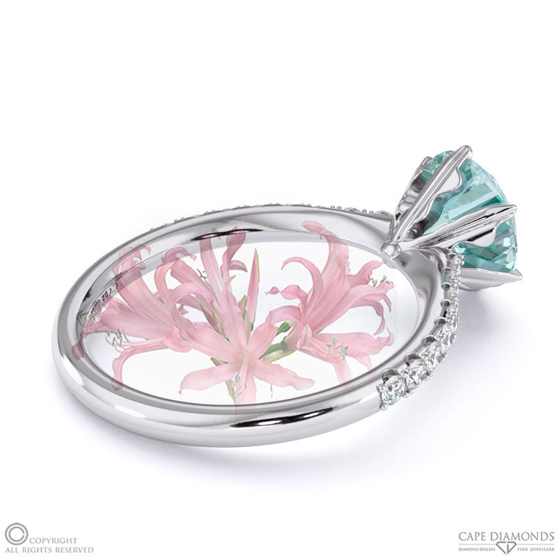 Nerine Queen Fynbos Aquamarine Side Stone Engagement Ring White Gold