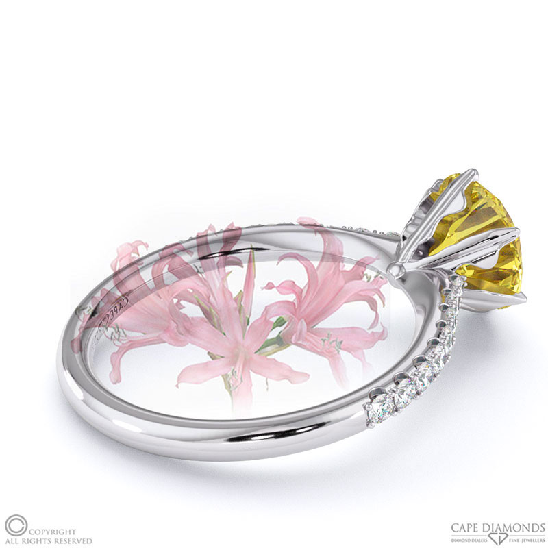 Nerine Queen Fynbos Yellow Natural Diamond Side Stone Engagement Ring White Gold