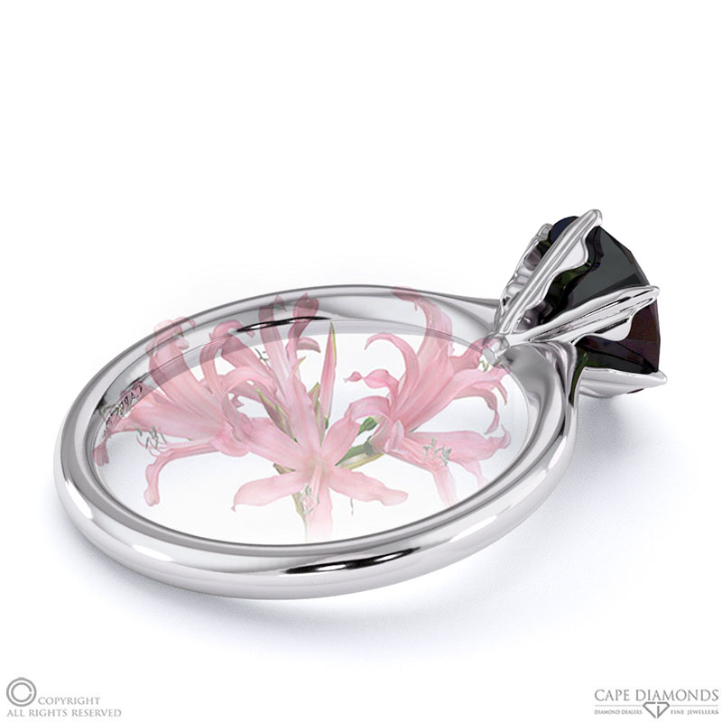 Nerine Queen Fynbos Black Lab Grown Diamond Solitaire Engagement Ring White Gold