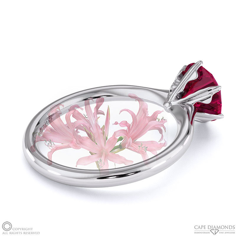 Nerine Queen Fynbos Ruby Solitaire Engagement Ring White Gold