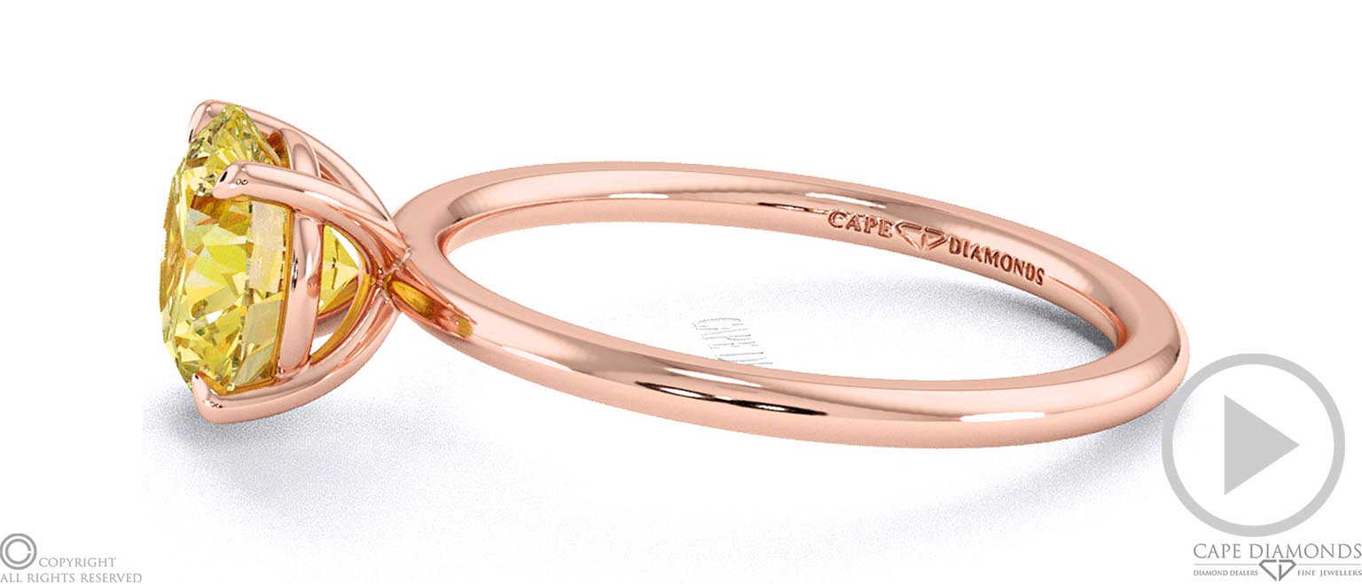 Yellow Lab Grown Diamond Round Solitaire Claw Engagement Ring Rose Gold top video