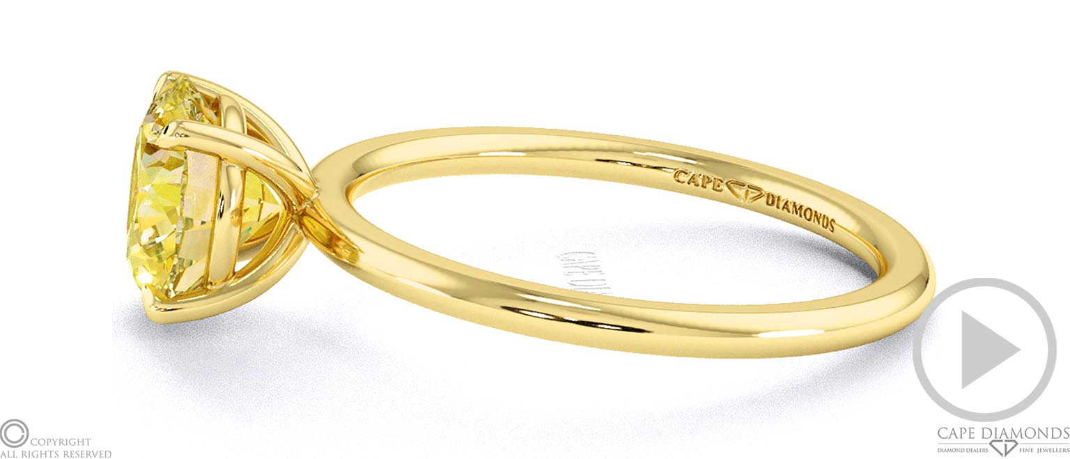 Yellow Lab Grown Diamond Round Solitaire Claw Engagement Ring Yellow Gold top video
