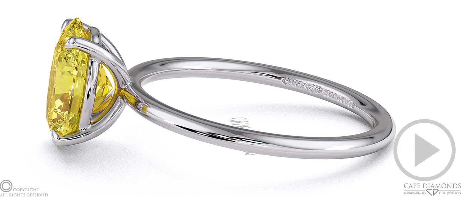 Yellow Natural Diamond Oval Solitaire Claw Engagement Ring White Gold top video