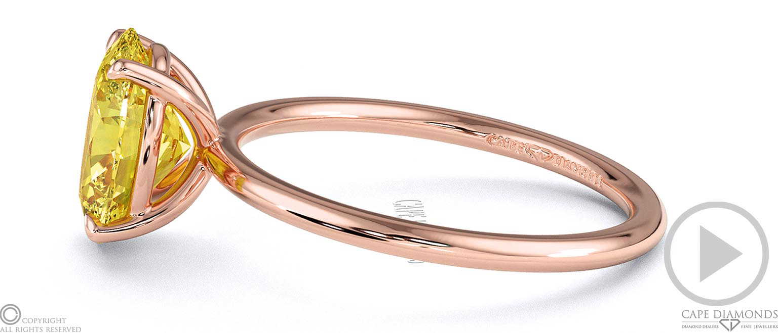 Yellow Lab Grown Diamond Oval Solitaire Claw Engagement Ring Rose Gold top video