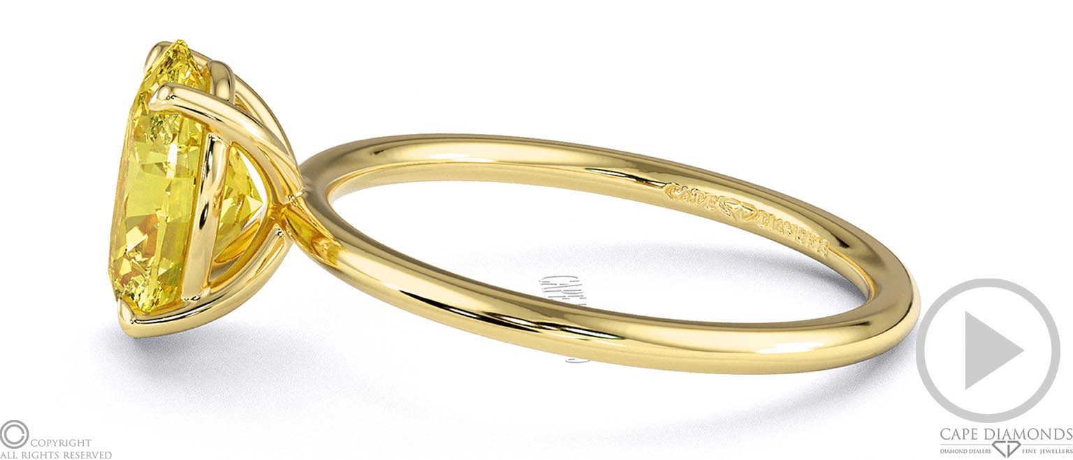 Yellow Lab Grown Diamond Oval Solitaire Claw Engagement Ring Yellow Gold top video