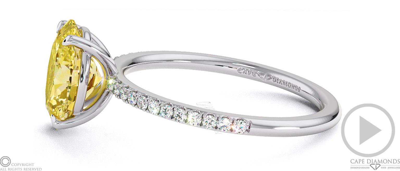 Yellow Lab Grown Diamond Oval Side Stone Claw Engagement Ring White Gold top video