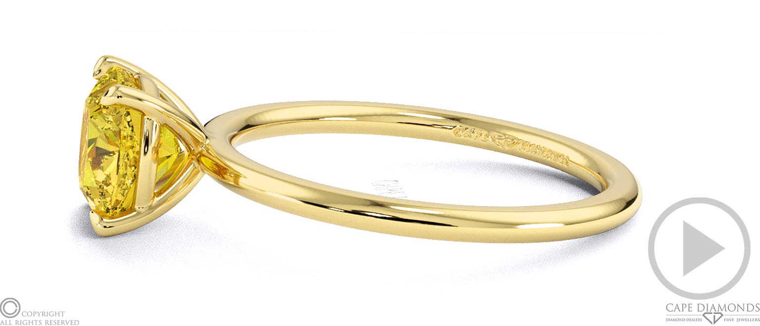Yellow Lab Grown Diamond Cushion Solitaire Claw Engagement Ring Yellow Gold top video