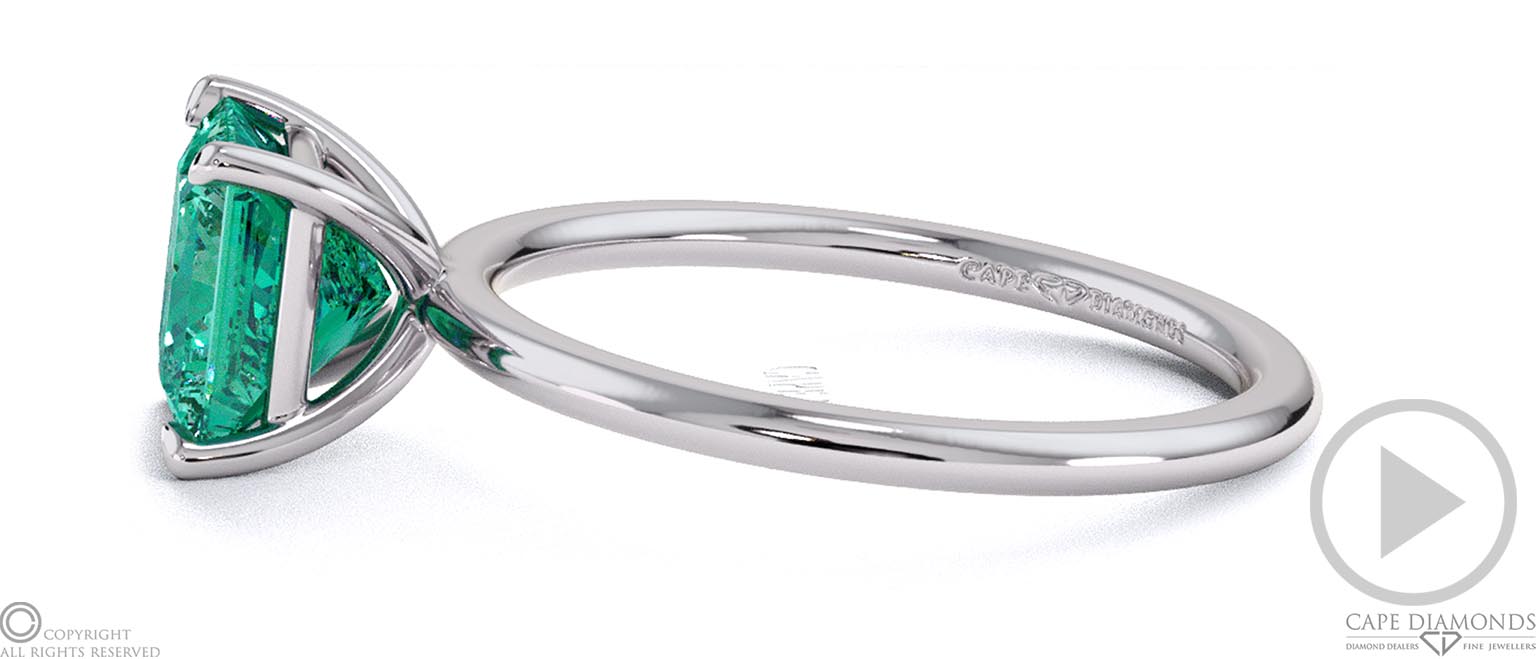 Tourmaline Princess Solitaire Claw Engagement Ring White Gold top video