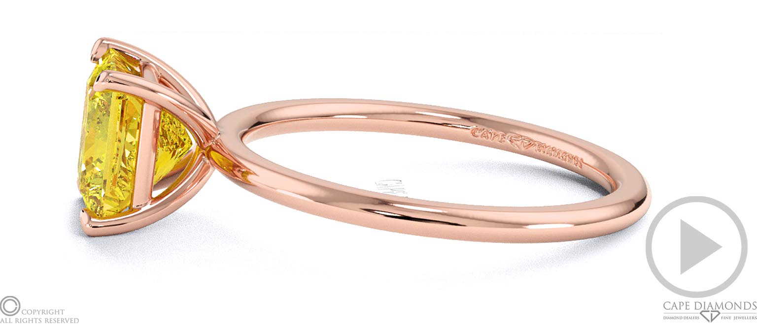 Yellow Lab Grown Diamond Princess Solitaire Claw Engagement Ring Rose Gold top video