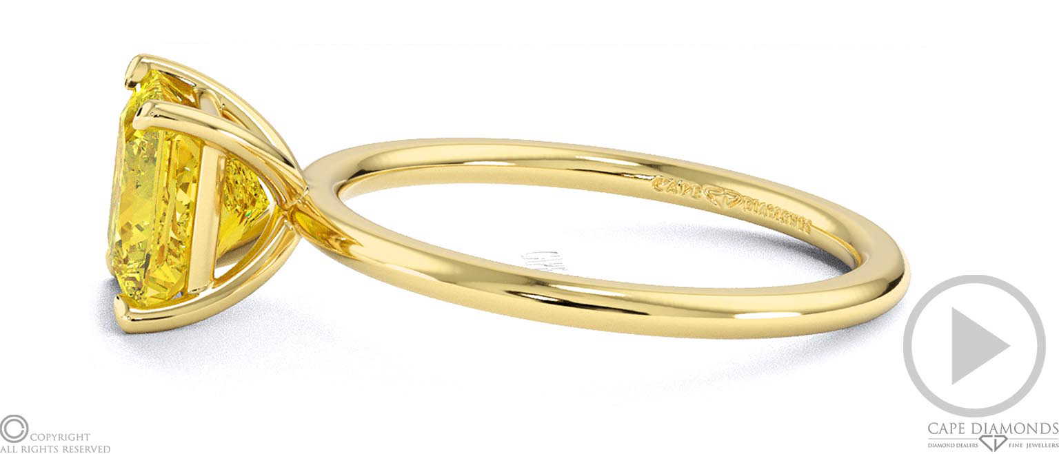 Yellow Lab Grown Diamond Princess Solitaire Claw Engagement Ring Yellow Gold top video
