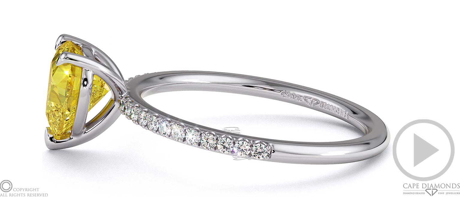 Yellow Lab Grown Diamond Heart Side Stone Claw Engagement Ring Platinum top video