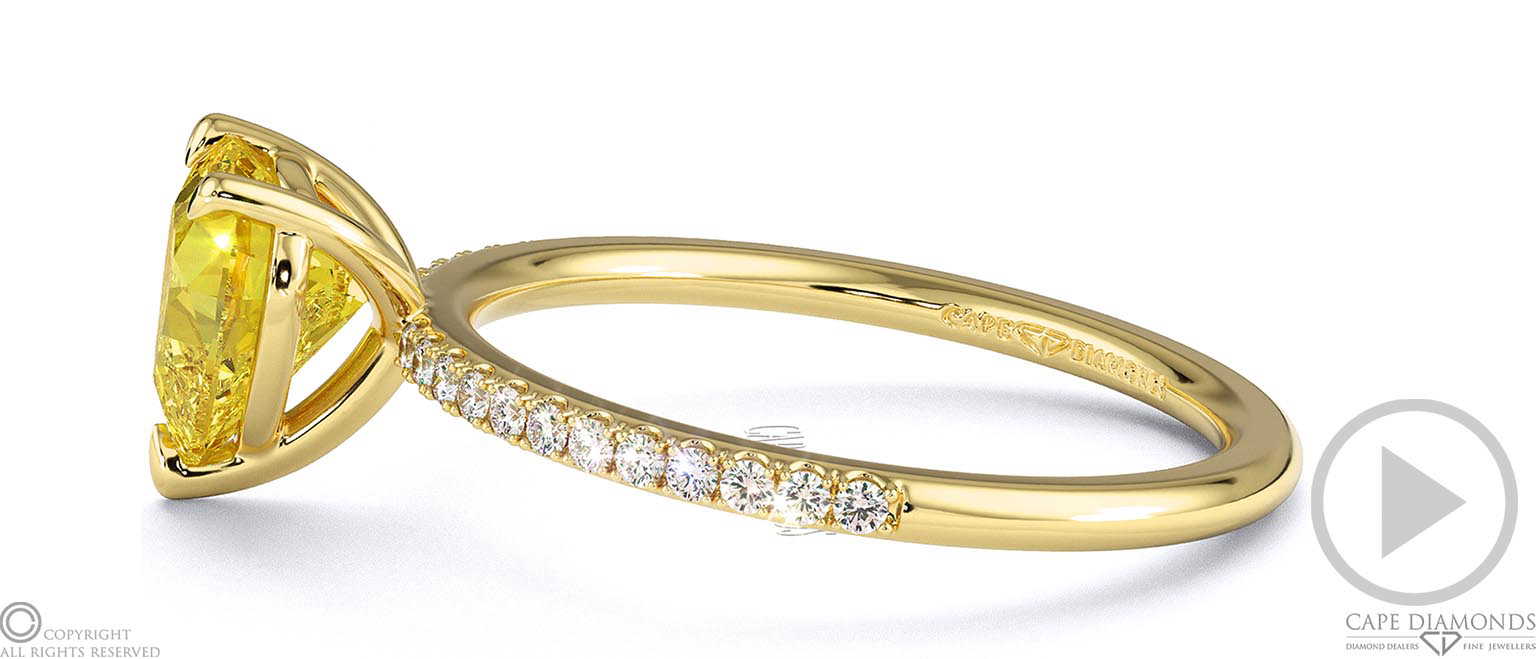 Yellow Lab Grown Diamond Heart Side Stone Claw Engagement Ring Yellow Gold top video