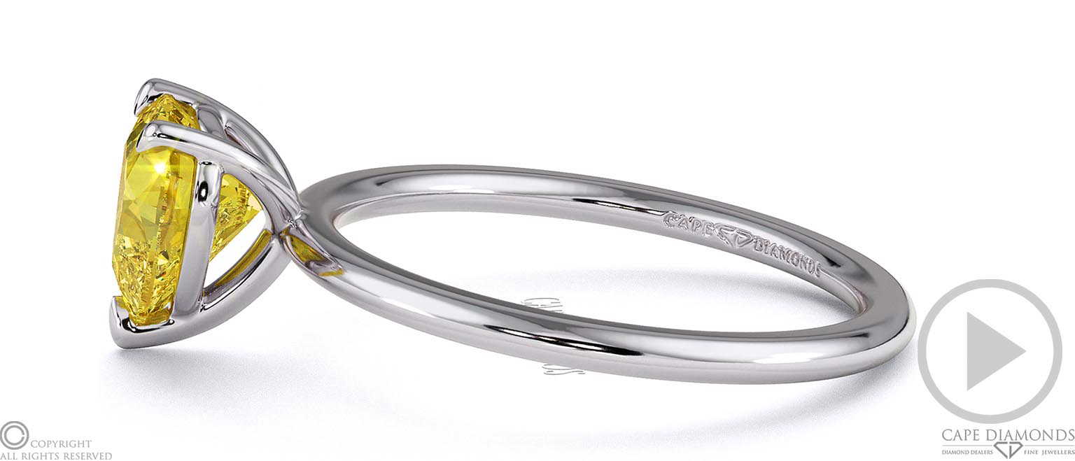 Yellow Natural Diamond Heart Solitaire Claw Engagement Ring White Gold top video