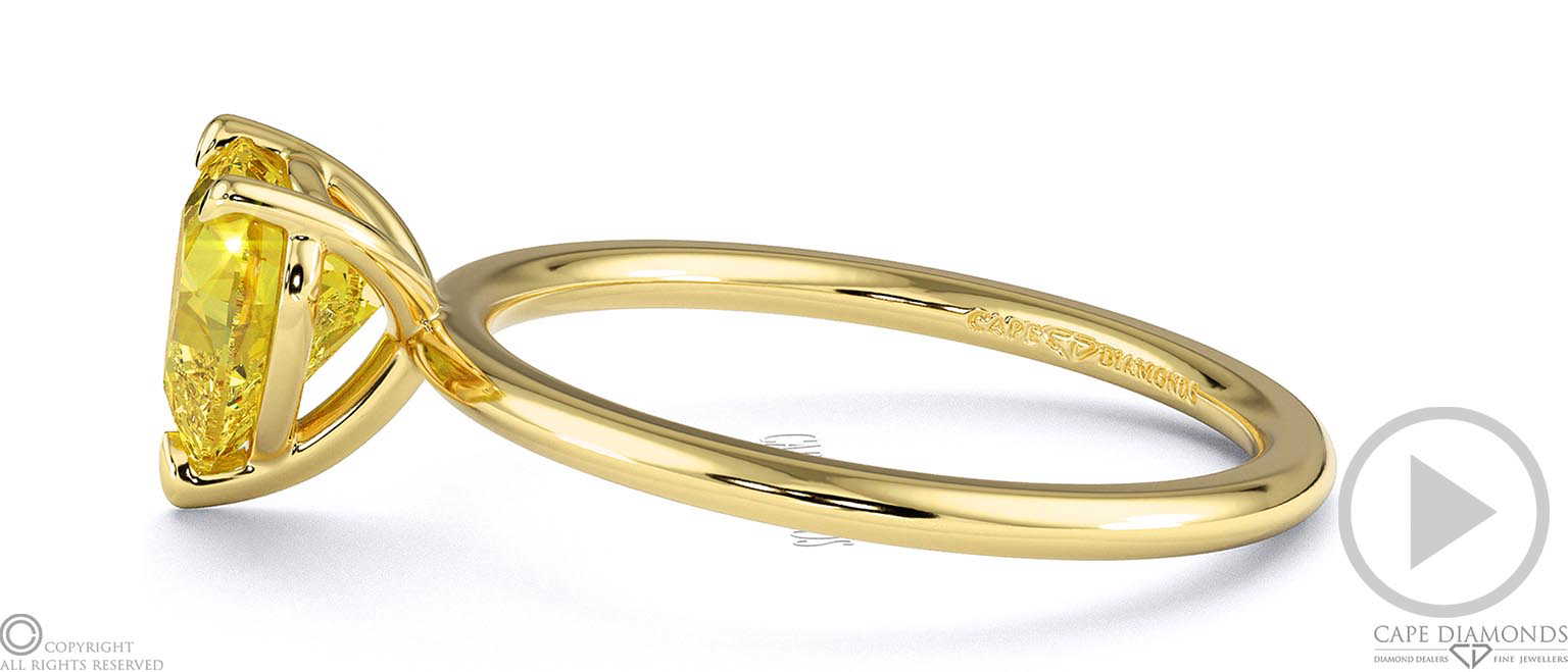 Yellow Lab Grown Diamond Heart Solitaire Claw Engagement Ring Yellow Gold top video