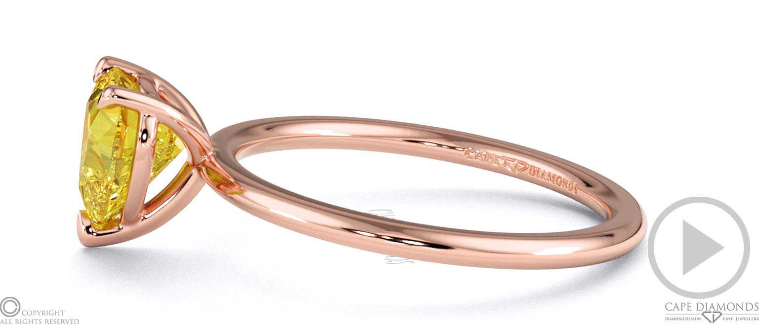 Yellow Lab Grown Diamond Heart Solitaire Claw Engagement Ring Rose Gold top video