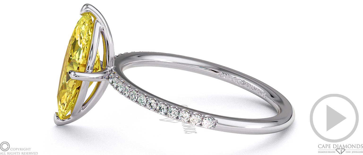 Yellow Lab Grown Diamond Marquise Side Stone Claw Engagement Ring Platinum top video